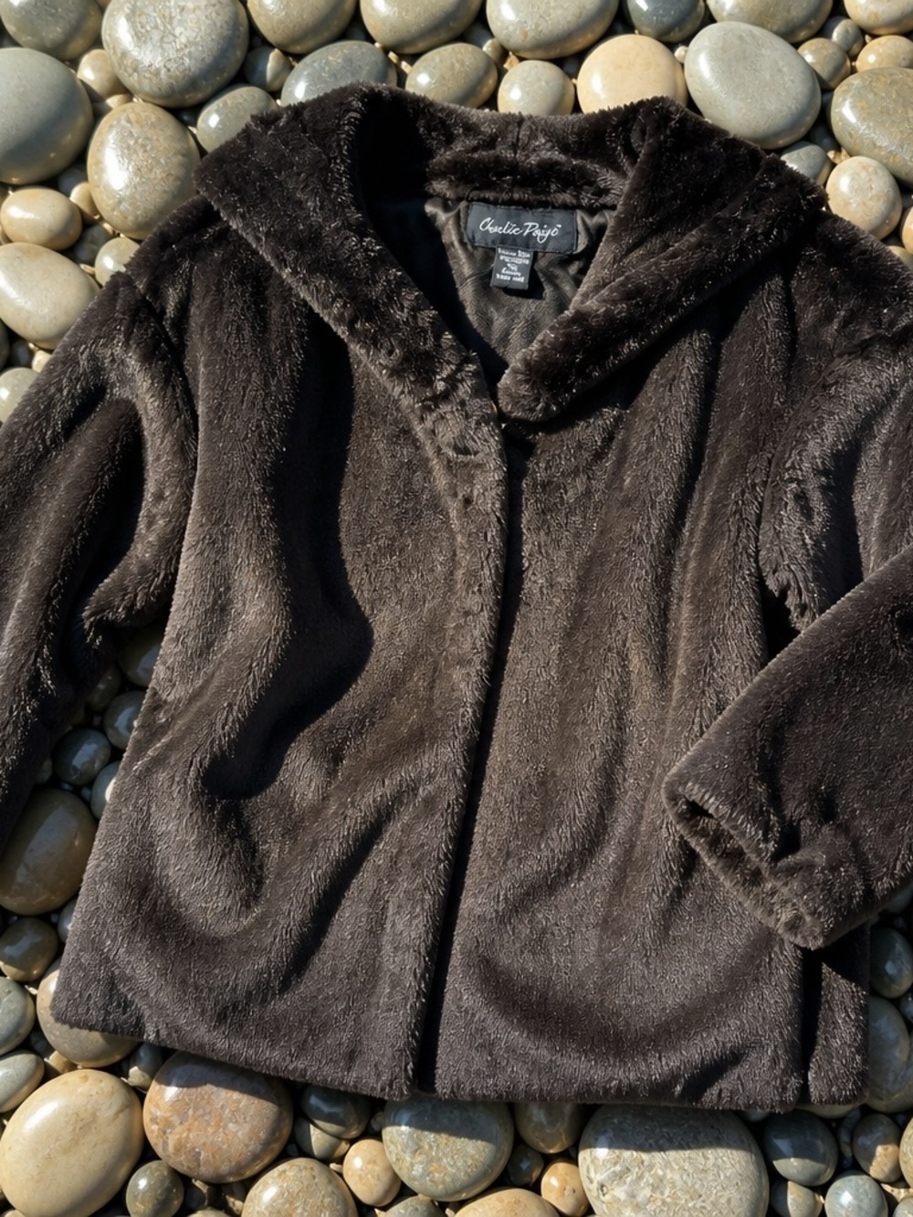 Charlie Paige Girls' Dark Brown Faux-Fur Hooded Puffer Jacket
